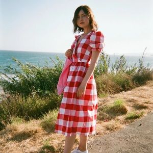 Lisa Says Gah Linen Cotton Gingham Topanga Dress